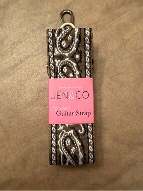 JEN & CO. Adjustable Guitar Strap Brown Paisley Bag Strap Crossbody NEW